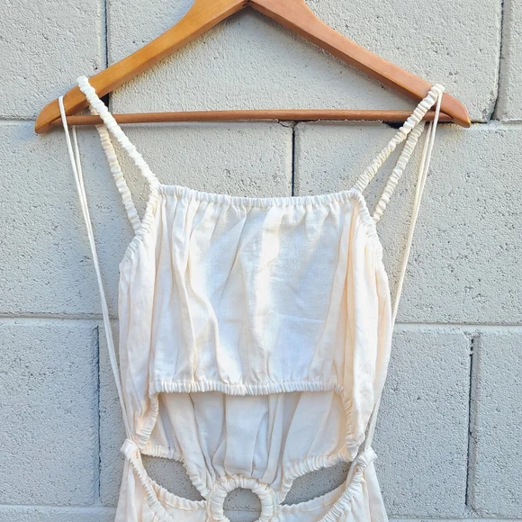 Faithfull the Brand | Zumi Cutout Mini Dress in Plain Shell Size 10 - Picture 10 of 12